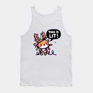 Funny Reindeer Cheer: 'This Is Lit' Festive Tee Tank Top